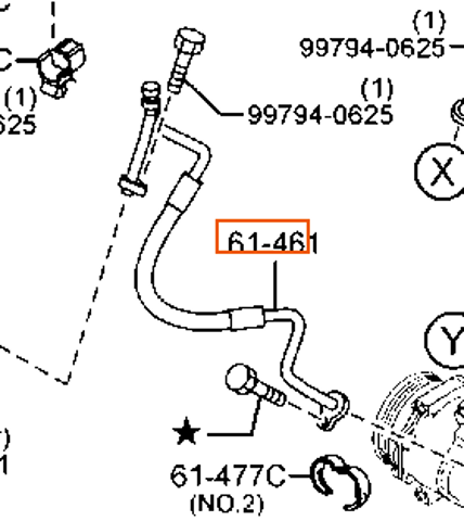 Трубка кондиціонера від компресора до радіатора BP8F61461A MAZDA