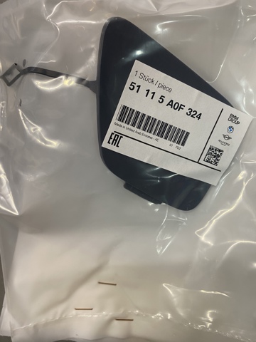 Заглушка бампера буксирувального гака 51115A0F324 BMW