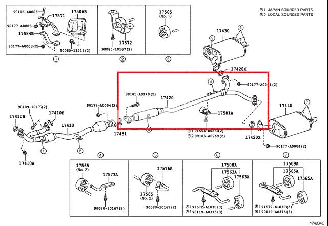 Вихлопна труба 174200P020 TOYOTA