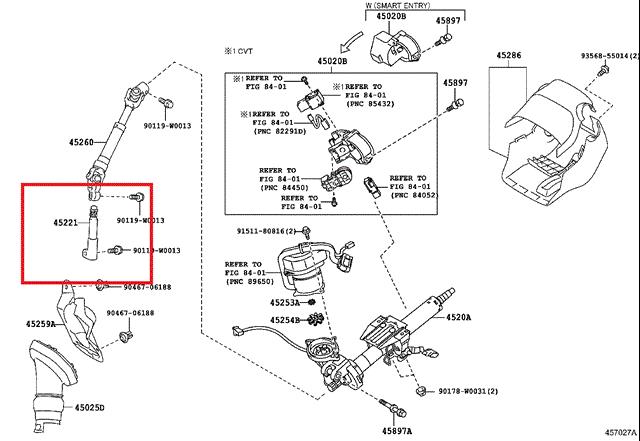 Вал рульової колонки, нижній 4522102100 TOYOTA