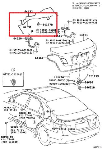 Амортизатор для багажника газовий 6453106050 TOYOTA
