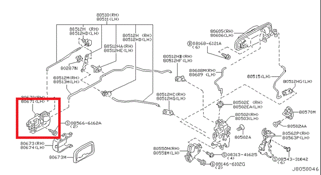 Ручка правих задніх дверей 806708H602 NISSAN