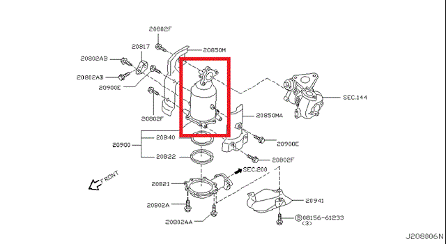 Конвертор-каталізатор B08A08H825 NISSAN
