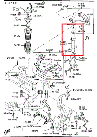 Стійка передня (амортизатор) ліва 6 (gg/gy) 2002-2008, бу-229941 GJ6E-34-900F