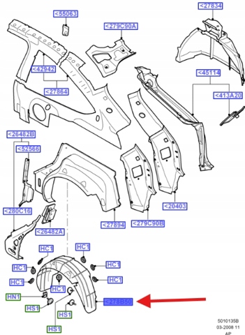Підкрилок задній правий 3M51R278B50AJ FORD