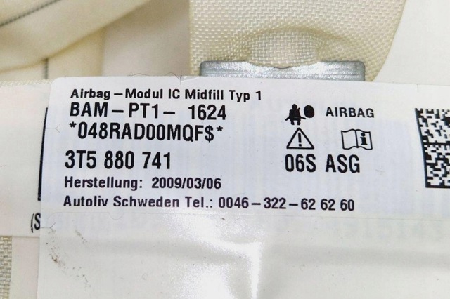 Подушка безпеки, збоку ліва айрбег 3T5880741 VAG