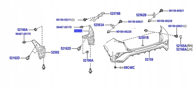 Підкрилок заднього крила, правий задній 52591F4010 TOYOTA