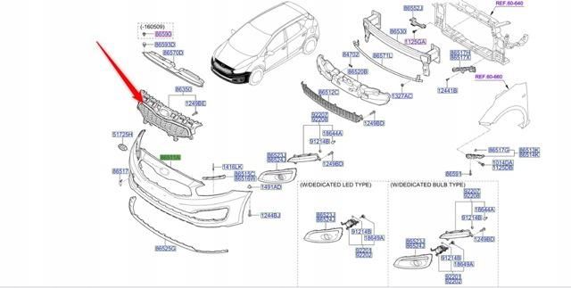 Облицювання радіатора 86350A2600 HYUNDAI