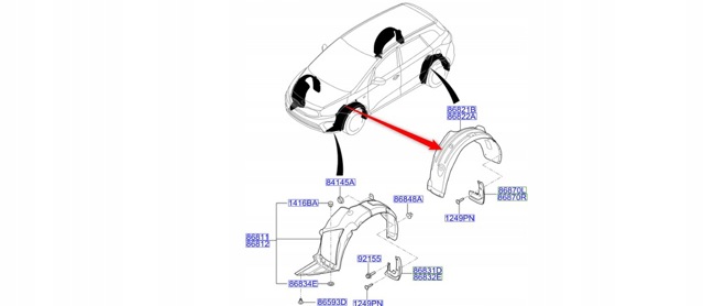 Підкрилок задній правий 86840A4000 HYUNDAI