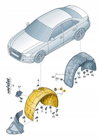 Підкрилок передній лівий 8W6821171C VAG