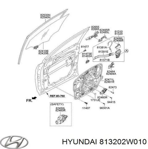 Замок передніх пасажирських дверей 813202W010 HYUNDAI