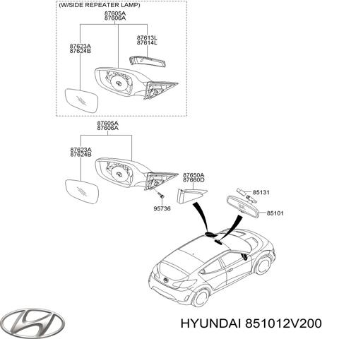 Дзеркало салону авто 851012V200 HYUNDAI