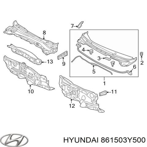 Водостік лобового скла, жабо 861503Y500 HYUNDAI