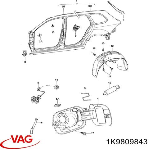 Крило заднє 1K9809843 VAG