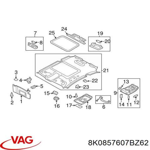 Поручні (тримачі) і гачок для одягу 8K0857607BZ62 VAG