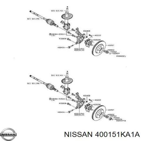 Б/у цапфа комплектна зі ступицею перед ліва nissan leaf (2011-) код: 941 400151KA1A