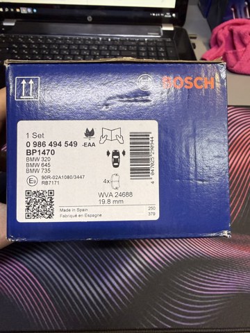 Колодки гальмівні передні, дискові 0986494549 BOSCH