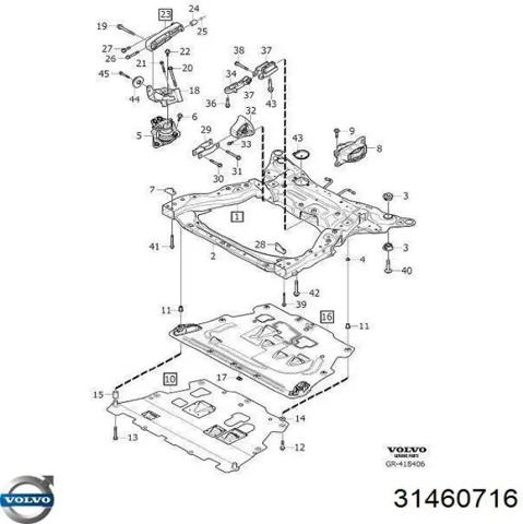 Ліва подушка двигуна 31460716 VOLVO