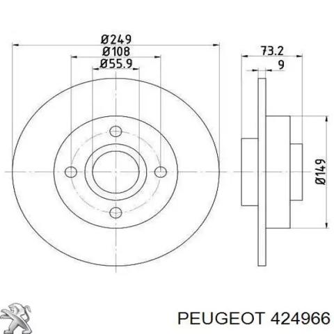 Задні дискові гальма 424966 PEUGEOT