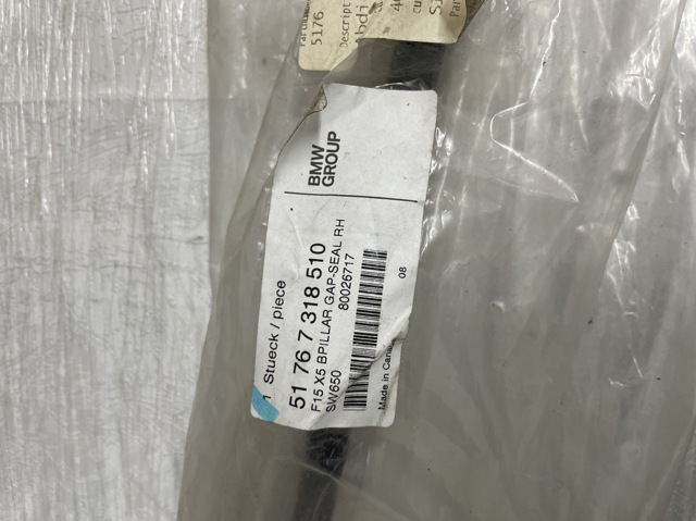 Ущільнювач двері задньої правої (на двері) 51767318510 BMW