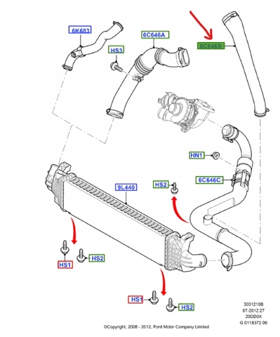 Шланг/патрубок інтеркуллера 6M516C646EA FORD
