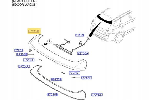 Спойлер 3/5-й, задніх дверей 87211A2000 HYUNDAI