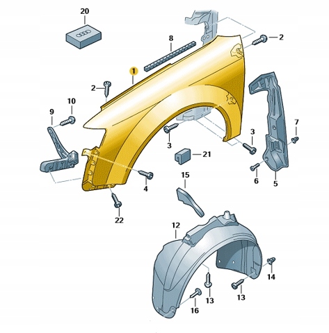 Переднє ліве крило 3R0821021C VAG
