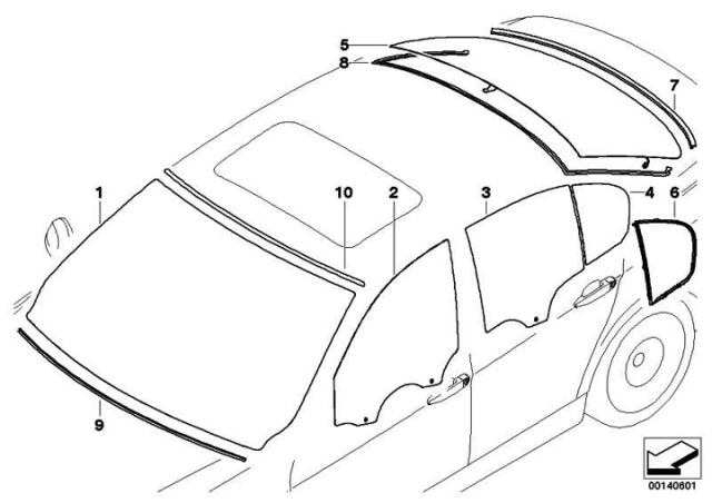 Переднє скло BMW 3