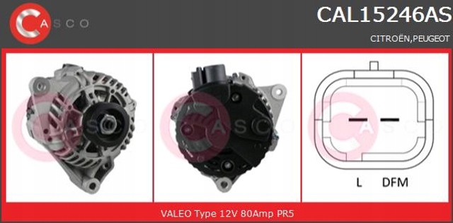 Генератор 80a cal15246as casco citroen peugeot