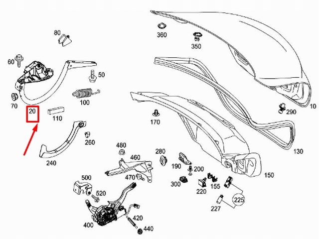 Шарнір кришки багажника A2057500328 MERCEDES
