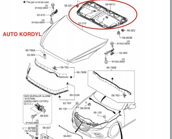 Термошумоізоляція капота BPM456681 MAZDA