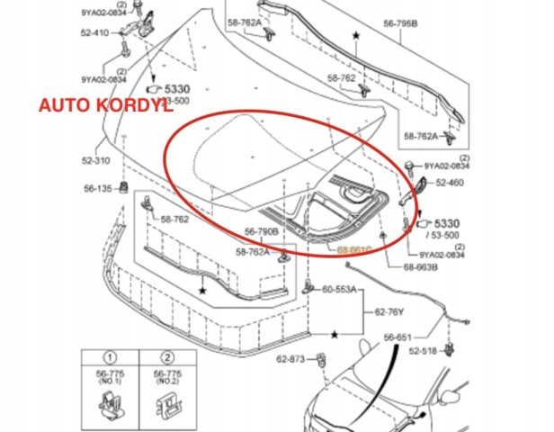 Ізоляція моторного відсіку DA6C56681 MAZDA