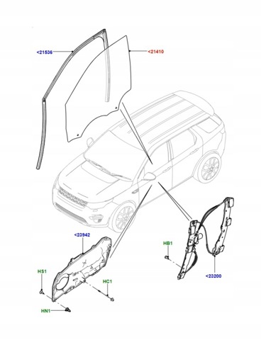 Скло передніх дверей, правою LR080134 LAND ROVER