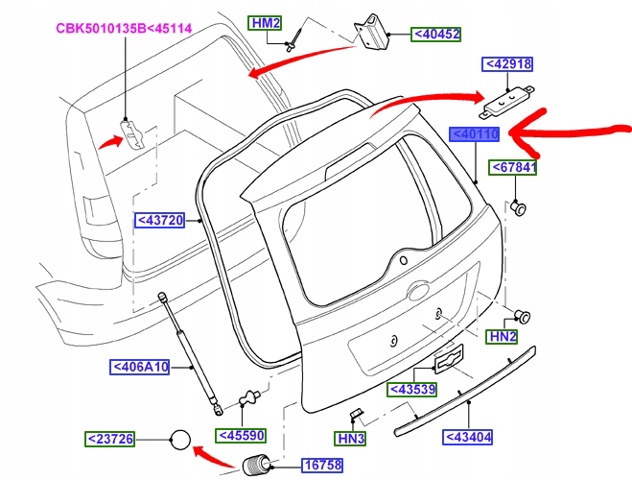 Треті двері P2S51B40400AG FORD