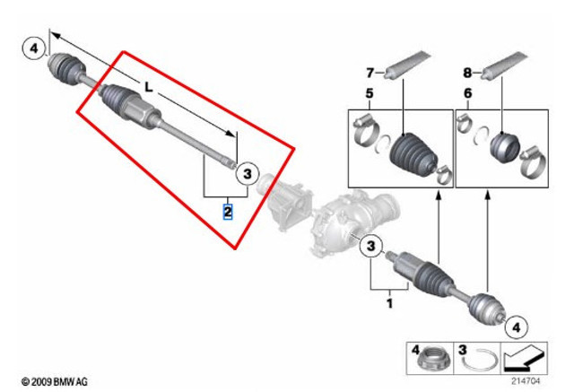 Привід передній правий 31607607938 BMW