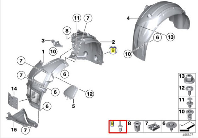 Кліпса кріплення накладок порогів 51161881149 BMW