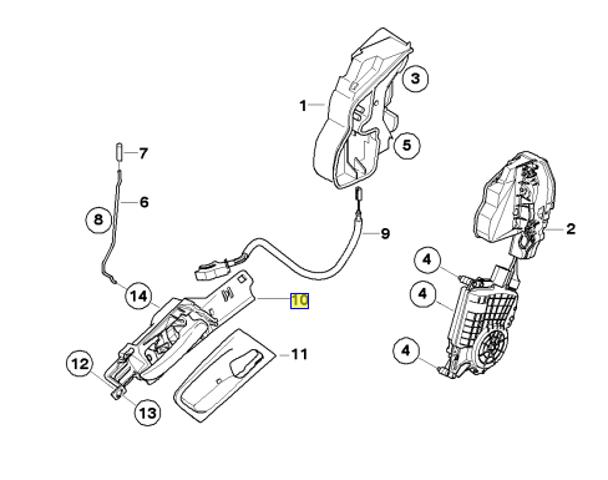 Ручка передньої двері внутрішня права 51416974296 BMW