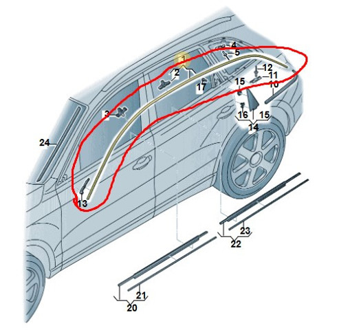 Накладка даху ліва 8R0853703B VAG