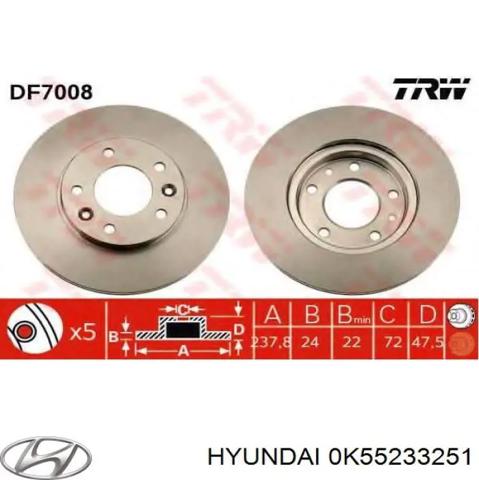 Гальмо дискове переднє 0K55233251 HYUNDAI