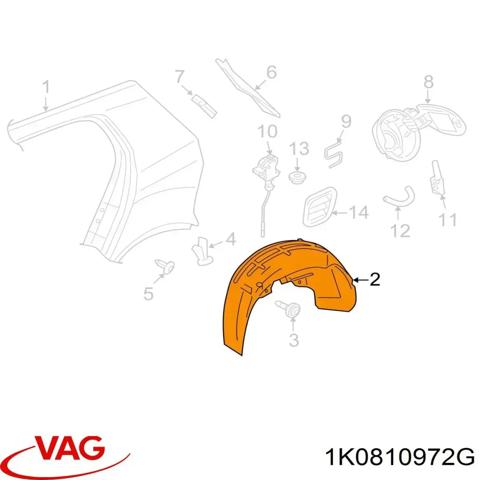 Підкрилок заднього крила, правий 1K0810972G VAG