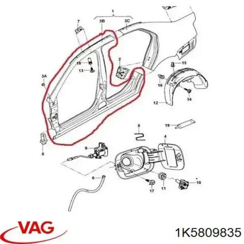 Отвір передніх лівих дверей 1K5809835 VAG