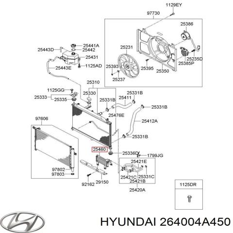 Радіатор масляний (холодильник), під фільтром 264004A450 HYUNDAI