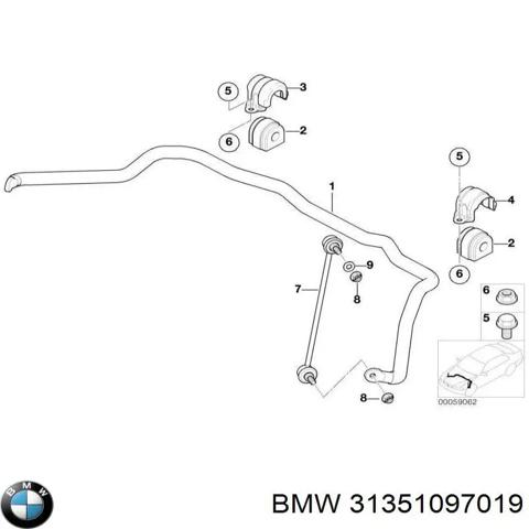 Стабілізатор поперечної стійкості передній 31351097019 BMW