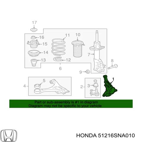 Цапфа поворотна ліва 51216SNA010 HONDA