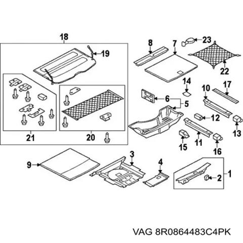 Накладка задньої панелі багажника 8R0864483C4PK VAG