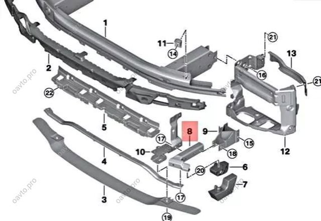 Кронштейн підсилювача переднього бампера 51118073506 BMW