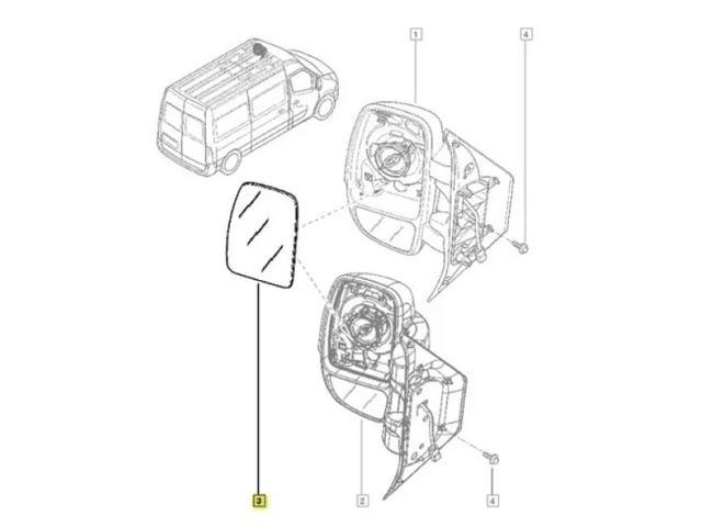 Скло дзеркала заднього виду, лівого 963662420R RENAULT