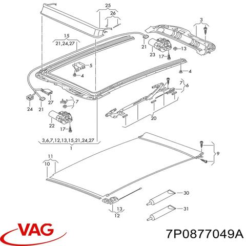 Деталі люків облицювання кузова 7P0877049A VAG