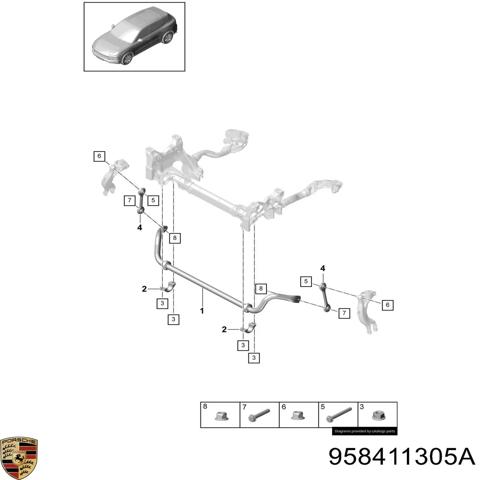 Стабілізатор передньої підвіски 958411305A PORSCHE