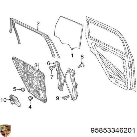 Механізм склопідйомника двері задньої, правої 95853346201 PORSCHE